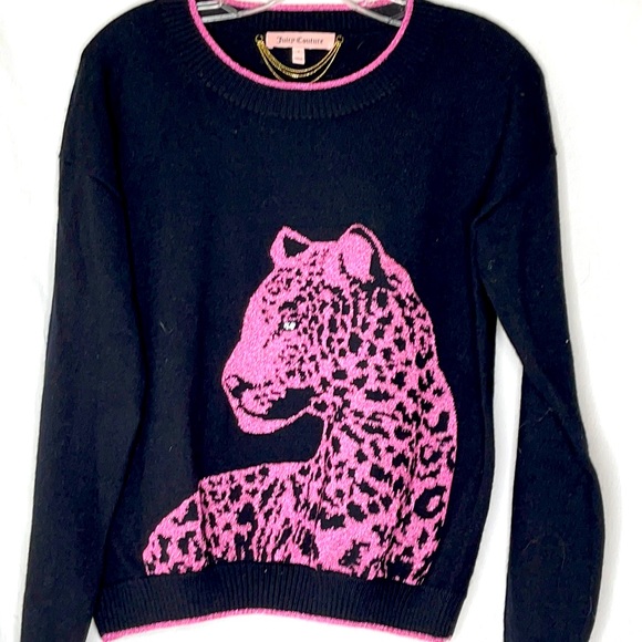Juicy Couture | Sweaters | Juicy Wool Sweater Cheetah Black Pink | Poshmark